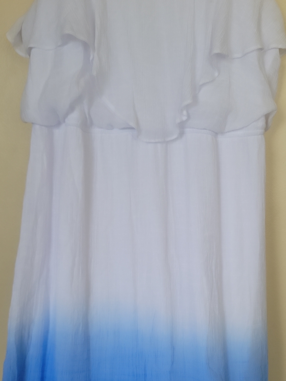 White to Blue Ombre Ruffle MAXI DRESS - Picture 3 of 5